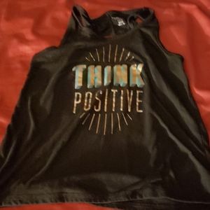 Girls black "think positive" tank top